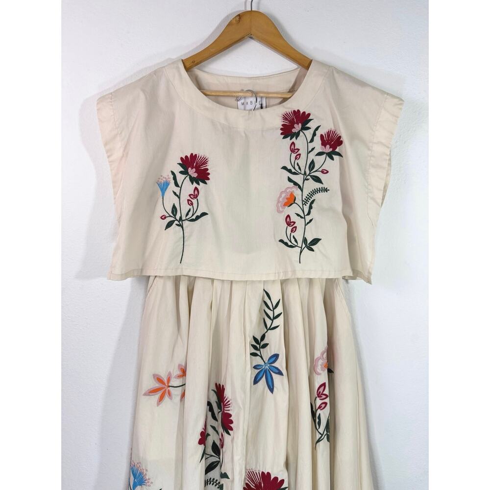 MABLE Floral Embroidered Two Piece Skirt Set Boho Garden Crop Top Midi M NWT - Picture 5 of 12